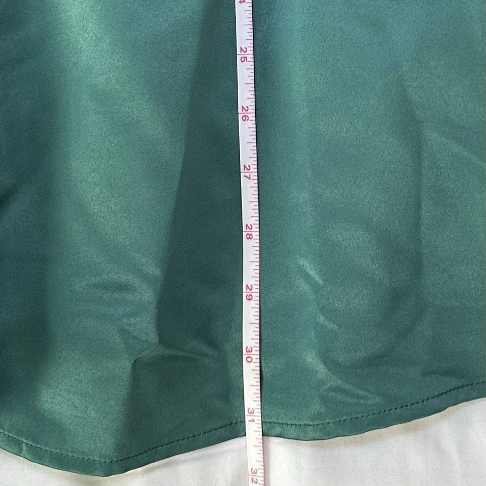 NWT Band Of Stars Fit & Flare Satin Mini Dress Emerald Green Empire Waist Size 8 - Picture 9 of 9